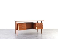 New Pamono Mid-Century Danish Teak Executive Desk by Kai Kristiansen for FM Møbler, 1960s