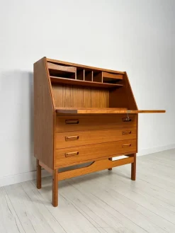 Pamono Mid-Century Danish Teak Secretary from Dyrlund, 1960s><noscript><img width=
