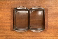 Pamono Mid-Century Danish Teak Tray from Artiform with Cabaret Glass Trays from Holmegaard, 1960s, Set of 3> Trays