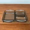 New Pamono Mid-Century Danish Teak with Cabaret Glass Trays from Holmegaard, 1960s, Set of 4