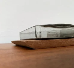 New Pamono Mid-Century Danish Teak with Cabaret Glass Trays from Holmegaard, 1960s, Set of 4