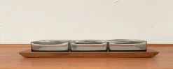 Outlet Pamono Mid-Century Danish Tray in Teak with Cabaret Glass Trays from Holmegaard, 1960s, Set of 4