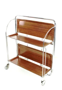 Pamono Mid-Century Dinett Foldable Serving Trolley from Bremshey Solingen, 1960s><noscript><img width=