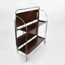 Pamono Mid-Century Dinette Foldable Serving Trolley from Bremshey Solingen, 1950s> Serving Bar Carts & Trolleys
