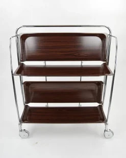 Pamono Mid-Century Dinette Foldable Serving Trolley from Bremshey Solingen, 1950s><noscript><img width=