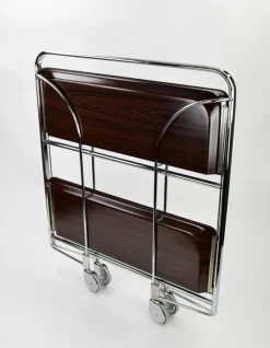 Pamono Mid-Century Dinette Foldable Serving Trolley from Bremshey Solingen, 1950s><noscript><img width=
