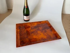 Pamono Mid-Century Faux Tortoise Shell Tray in the style of Christian Dior, 1970s