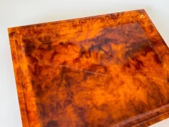 Pamono Mid-Century Faux Tortoise Shell Tray in the style of Christian Dior, 1970s