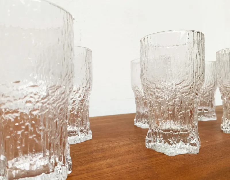 Pamono Mid-Century Finnish Aslak Glasses by Tapio Wirkkala for Iittala, Set of 8> Glassware