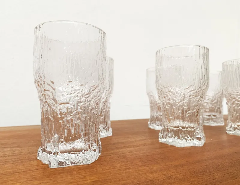 Pamono Mid-Century Finnish Aslak Glasses by Tapio Wirkkala for Iittala, Set of 8> Glassware