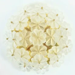 Pamono Mid-Century Floral Murano Glass and Brass Flush Mount by Ernst Palme for Palwa, Germany, 1960s> Ceiling Lights