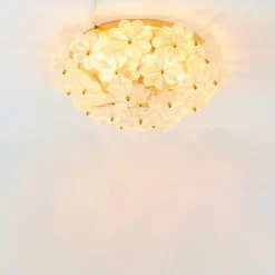 Pamono Mid-Century Floral Murano Glass and Brass Flush Mount by Ernst Palme for Palwa, Germany, 1960s><noscript><img width=