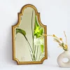 Best Pamono Mid-Century French Arched Gilt Wooden Mirror with Carved Details and Facet Cut Glass, 1960s