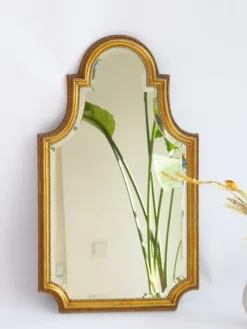 Best Pamono Mid-Century French Arched Gilt Wooden Mirror with Carved Details and Facet Cut Glass, 1960s