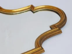Best Pamono Mid-Century French Arched Gilt Wooden Mirror with Carved Details and Facet Cut Glass, 1960s