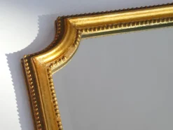 Best Pamono Mid-Century French Arched Gilt Wooden Mirror with Carved Details and Facet Cut Glass, 1960s