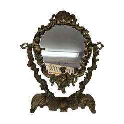 Pamono Mid-Century French Bronze Table Mirror, 1950s> Mirrors