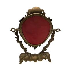 Pamono Mid-Century French Bronze Table Mirror, 1950s><noscript><img width=