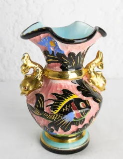 Pamono Mid-Century French Cerdazur Monaco Ceramic Vase with Sea Decoration, 1970s> Vases