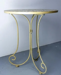 Hot Pamono Mid-Century French Iron Mosaic Chair and Table, 1970s, Set of 2