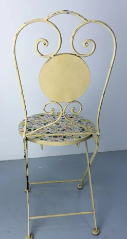Hot Pamono Mid-Century French Iron Mosaic Chair and Table, 1970s, Set of 2