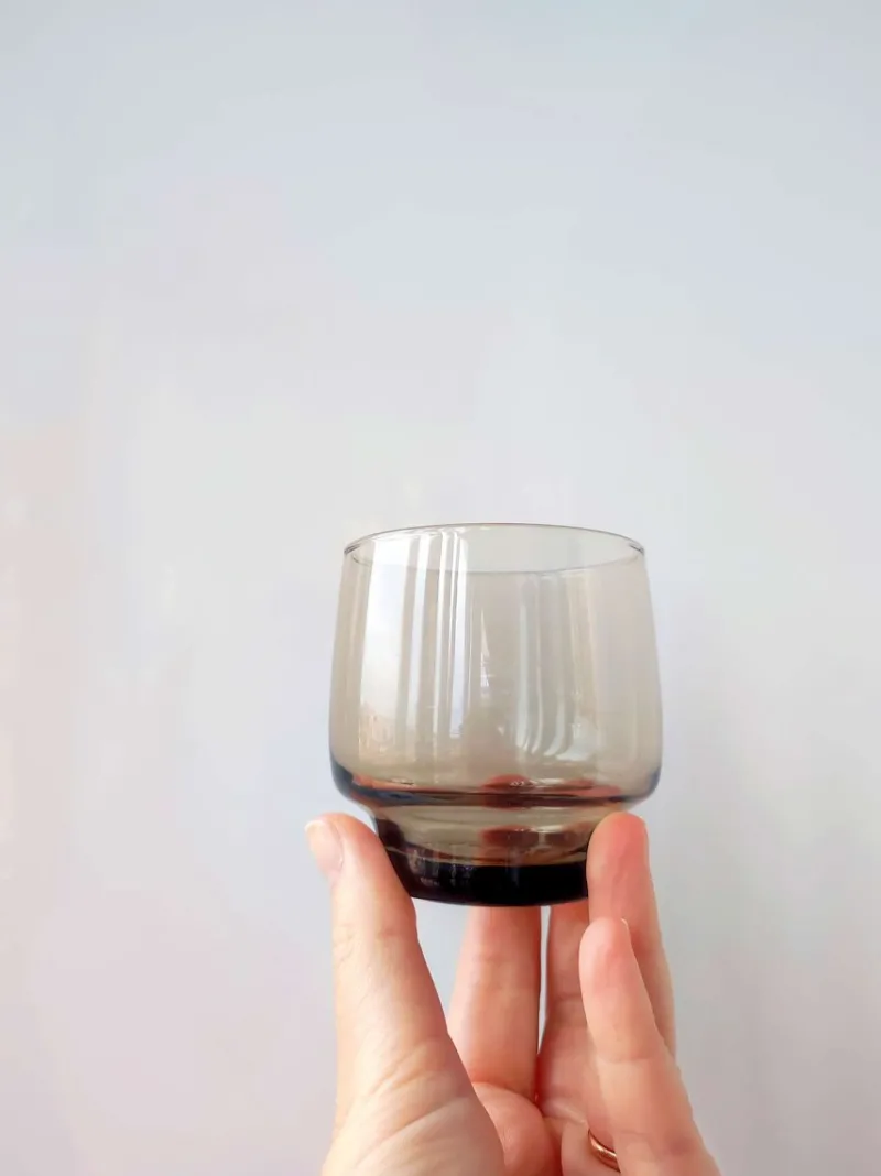 Pamono Mid-Century French Minimalist Smoked Glasses from Luminarc, 1970s, Set of 6> Glassware