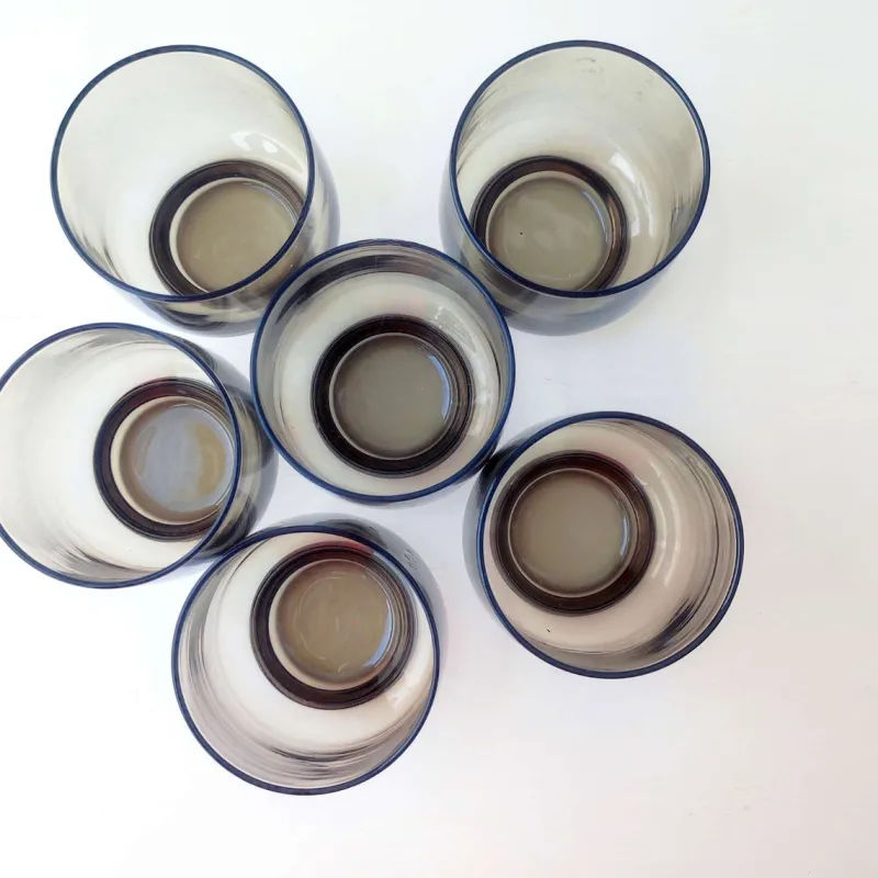 Pamono Mid-Century French Minimalist Smoked Glasses from Luminarc, 1970s, Set of 6> Glassware