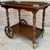 Pamono Mid-Century French Wooden Bar Cart Trolley, 1950s> Serving Bar Carts & Trolleys