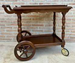 Pamono Mid-Century French Wooden Bar Cart Trolley, 1950s><noscript><img width=