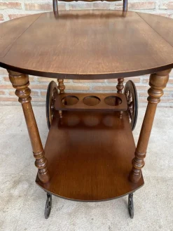 Pamono Mid-Century French Wooden Bar Cart Trolley, 1950s><noscript><img width=