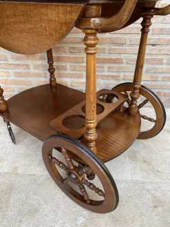 Pamono Mid-Century French Wooden Bar Cart Trolley, 1950s><noscript><img width=