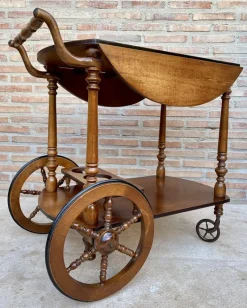 Pamono Mid-Century French Wooden Bar Cart Trolley, 1950s><noscript><img width=