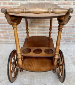 Pamono Mid-Century French Wooden Bar Cart Trolley, 1950s><noscript><img width=