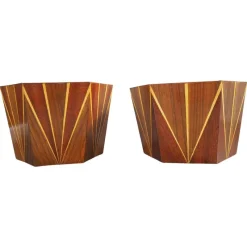 Pamono Mid-Century Geometric Flowerpots, 1960s, Set of 2> Planters And Jardiniere