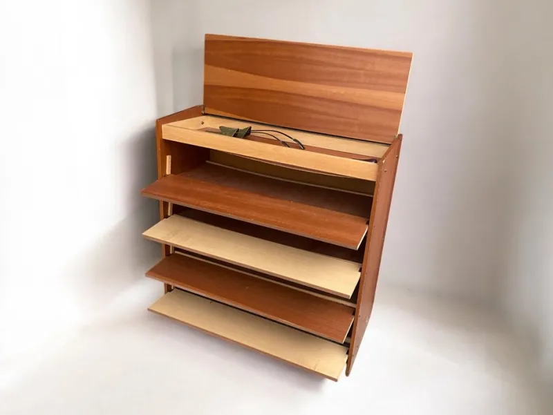 Pamono Mid-Century German Brown and Beige Shoe Cabinet, 1950s> Dressers, Commodes & Chests