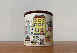 Pamono Mid-Century German Ceramic Box or Cookie Jar with Teak Lid from SMF Schramberg Keramik, 1960s><noscript><img width=