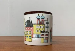 Pamono Mid-Century German Ceramic Box or Cookie Jar with Teak Lid from SMF Schramberg Keramik, 1960s><noscript><img width=