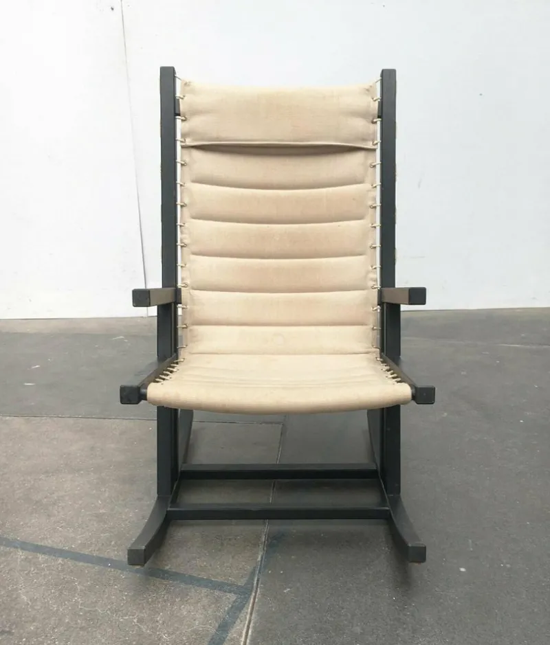 Pamono Mid-Century German Minimalist Safari Rocking Chair from Casala, 1960s> Rocking Chairs