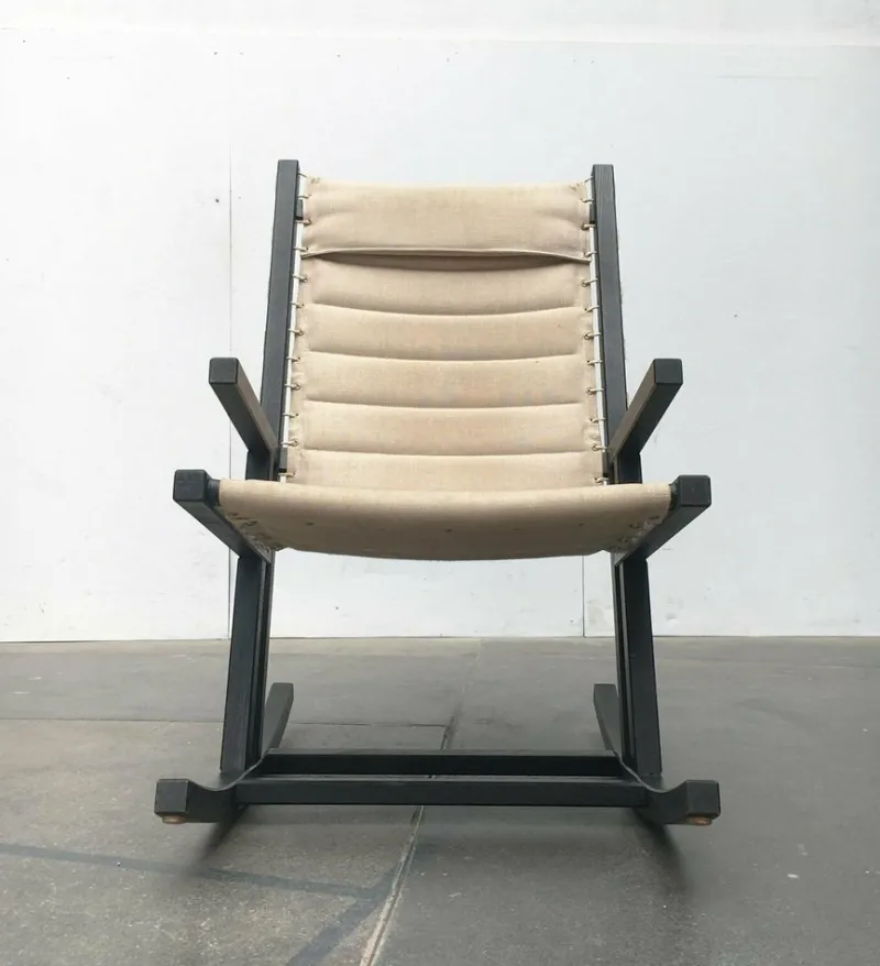 Pamono Mid-Century German Minimalist Safari Rocking Chair from Casala, 1960s> Rocking Chairs