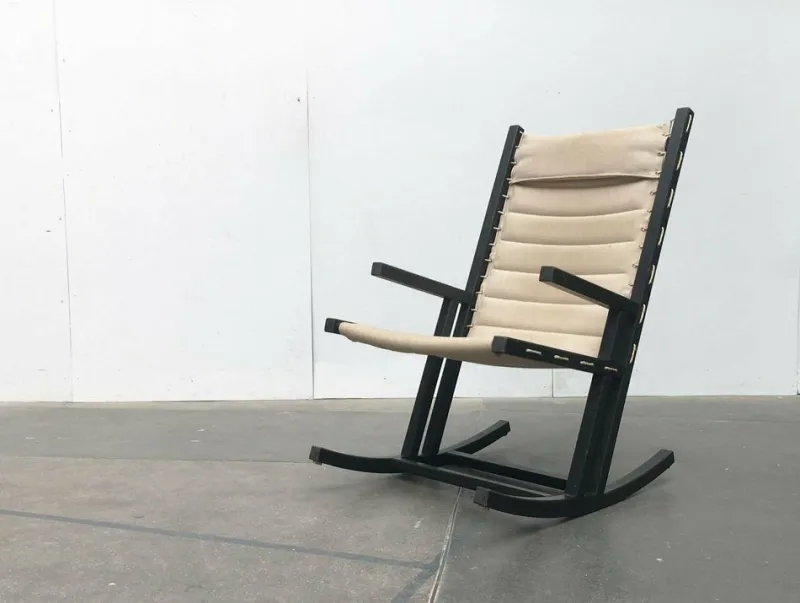 Pamono Mid-Century German Minimalist Safari Rocking Chair from Casala, 1960s> Rocking Chairs