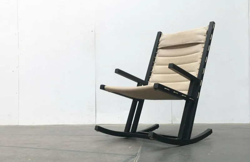Pamono Mid-Century German Minimalist Safari Rocking Chair from Casala, 1960s> Rocking Chairs