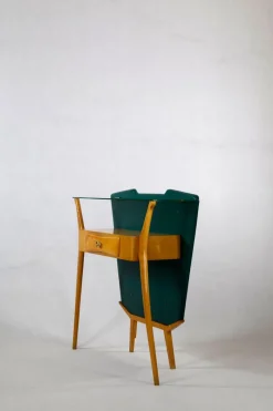 New Pamono Mid-Century Green Console Table with Stool, Set of 2