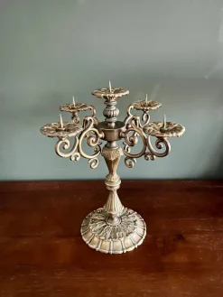 Pamono Mid-Century Historicist Style 5-Armed Candelabra in Bronze / Brass, 1960s-1970s><noscript><img width=
