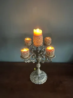Pamono Mid-Century Historicist Style 5-Armed Candelabra in Bronze / Brass, 1960s-1970s><noscript><img width=