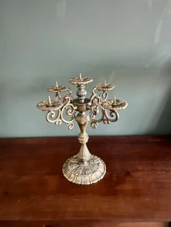 Pamono Mid-Century Historicist Style 5-Armed Candelabra in Bronze / Brass, 1960s-1970s><noscript><img width=