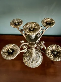 Pamono Mid-Century Historicist Style 5-Armed Candelabra in Bronze / Brass, 1960s-1970s><noscript><img width=
