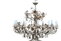 Hot Pamono Mid-Century Hollywood Regency Gilt Floral Lily 12-Light Chandelier attributed to Hans Kögl, Italy, 1970s