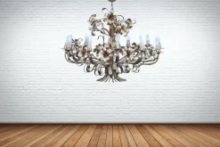 Hot Pamono Mid-Century Hollywood Regency Gilt Floral Lily 12-Light Chandelier attributed to Hans Kögl, Italy, 1970s