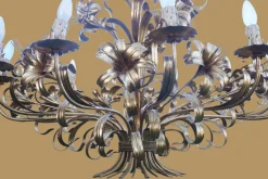 Hot Pamono Mid-Century Hollywood Regency Gilt Floral Lily 12-Light Chandelier attributed to Hans Kögl, Italy, 1970s