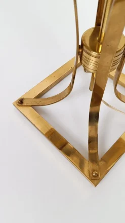 Pamono Mid-Century Hollywood Regency Brass and Cane Webbing Table Lamp, 1970s><noscript><img width=